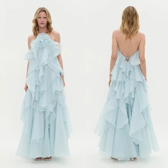 Aje Pandorea Layered Maxi Dress Silver Blue - Picture 16 of 16